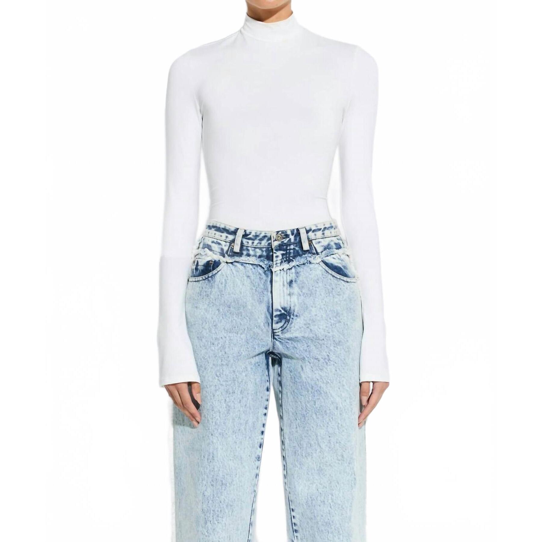 New Lapointe Compact Jersey Mock Neck Bodysuit In Optic White